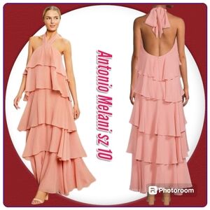 Antonio Melani Mariella Crinkled Chiffon Halter Neck Sleeveless Maxi Dress